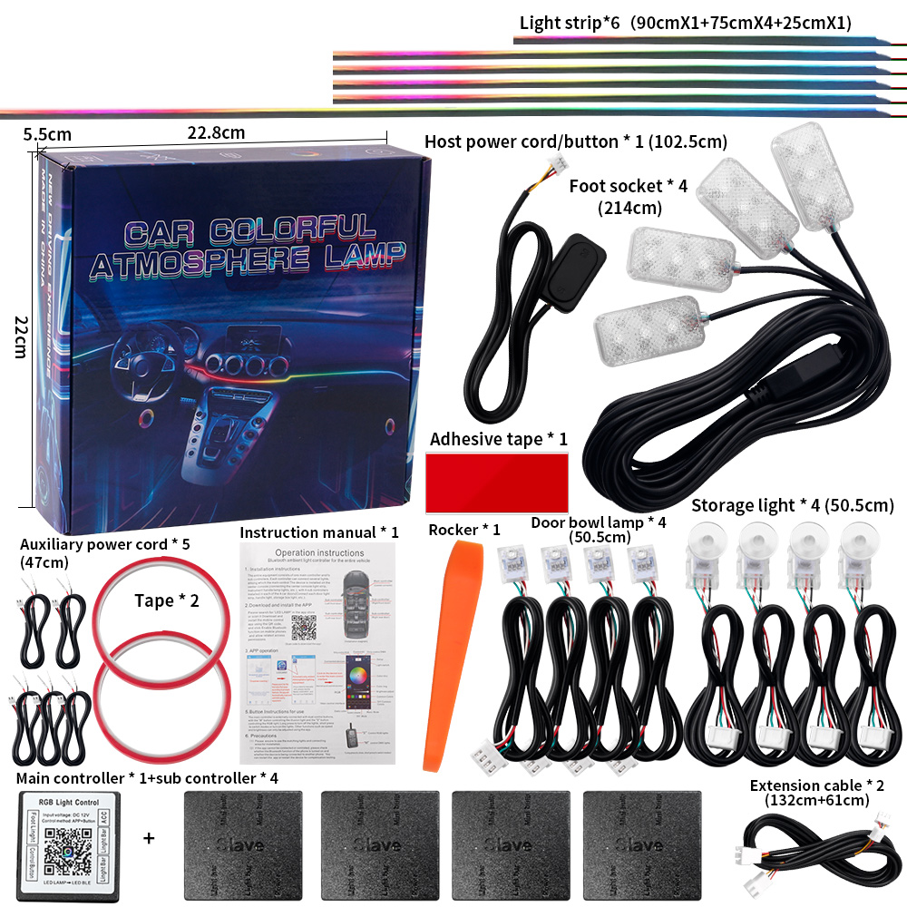 6/10/14/18/22 in 1 Car Ambient - Led Ambient Interior Car Lights App Control recension och pris